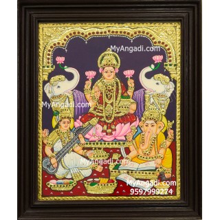 Lakshmi Ganesha Saraswathi Tanjore Painting