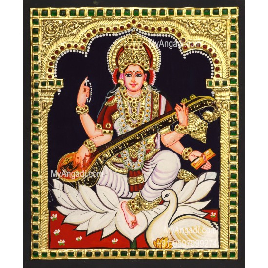 Saraswathi Devi Tanjore Painting