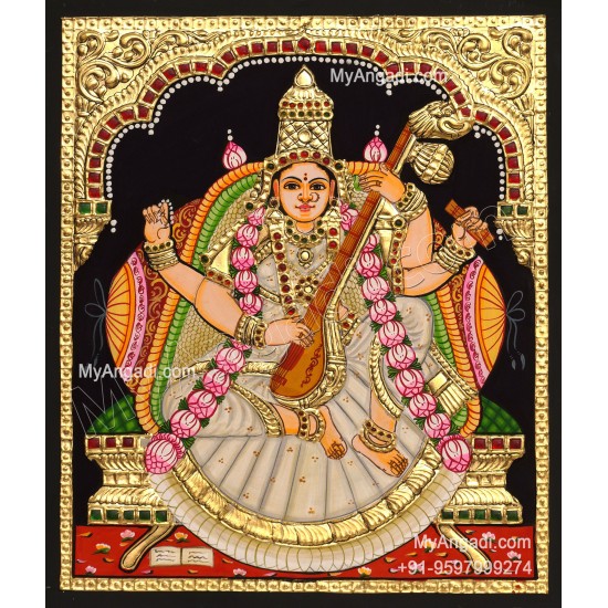 Saraswathi Devi Tanjore Painting