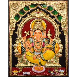 3D Ganapathi Tanjore Painting Tanjore Painting