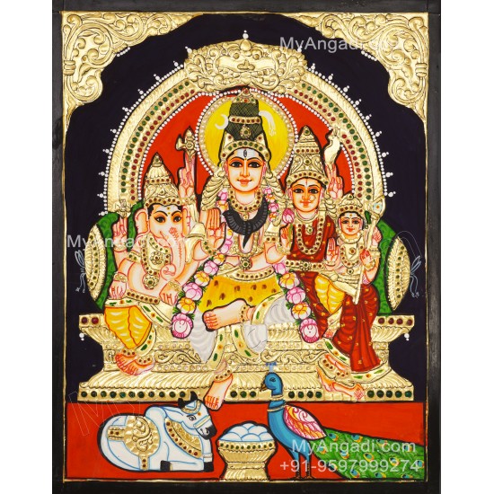 Shivan Family Tanjore Painting Shivan Family Tanjore Painting
