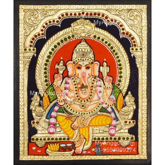 5 Set Ganesha Murugan Balaji Lakshmi Saraswathi Tanjore painting