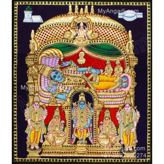 2D Ranganathar Sri Devi Bhu Devi Tanjore Painting