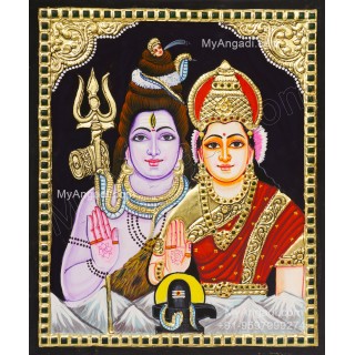 Shivan Parvathi Tanjore Painting