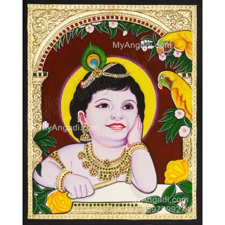 Parrot Krishna Tanjore Painting
