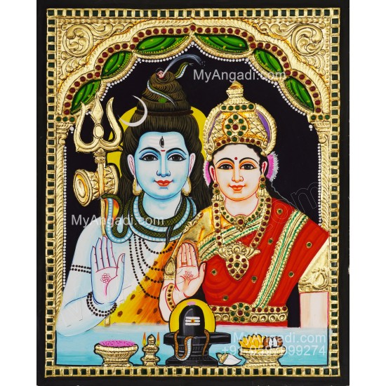 Shiva Parvathi Tanjore Painting