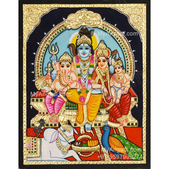 Shivan Family Tanjore Painting