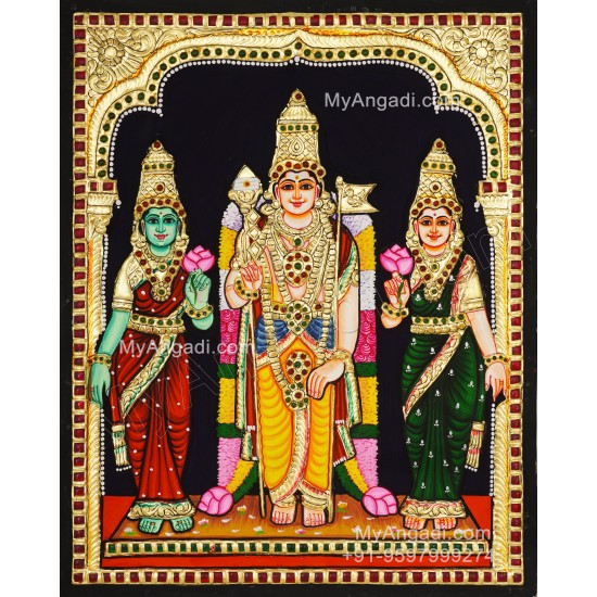 Murugan Valli Deivanai Tanjore Painting