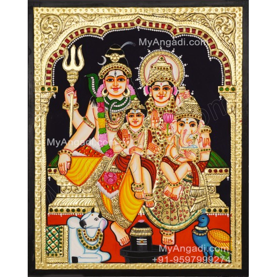 Shivan Family Tanjore Painting Shivan Family Tanjore Painting