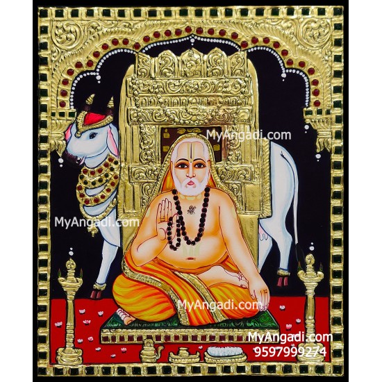 Ragavendra Tanjore Painting, Saint Tanjore Painting Ragavendra Tanjore Painting, Saint Tanjore Painting