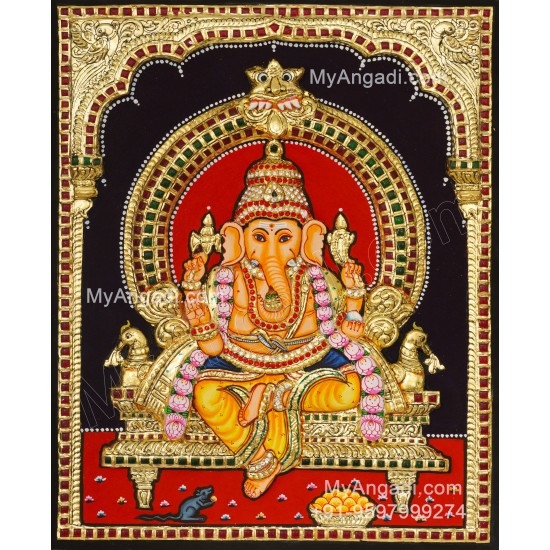 Ganesha 3d Embossed Tanjore Painting