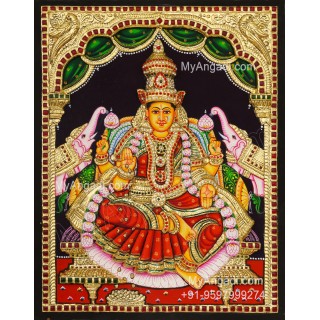 Gaja Lakshmi 3d Embossed Tanjore Painting