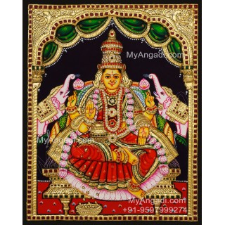 Gajalakshmi 3d Embossed Tanjore Painting