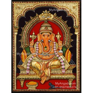 Ganesha 3d Embossed Tanjore Painting