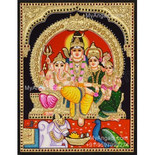 Shivan Family Tanjore Painting