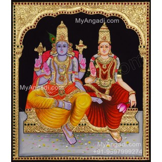 Vishnu and Lakshmi Tanjore Painting