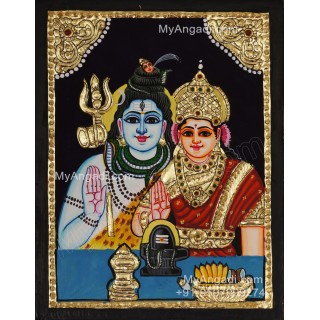 Shiva and Parvathi Devi Tanjore Paintings