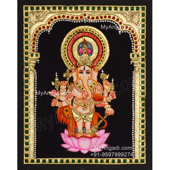 Kan Dhrishti Ganapati Tanjore Painting