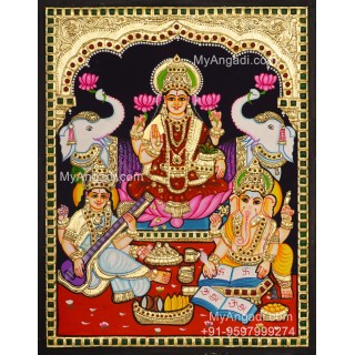 Ganesha Lakshmi Saraswathi Tanjore Painting