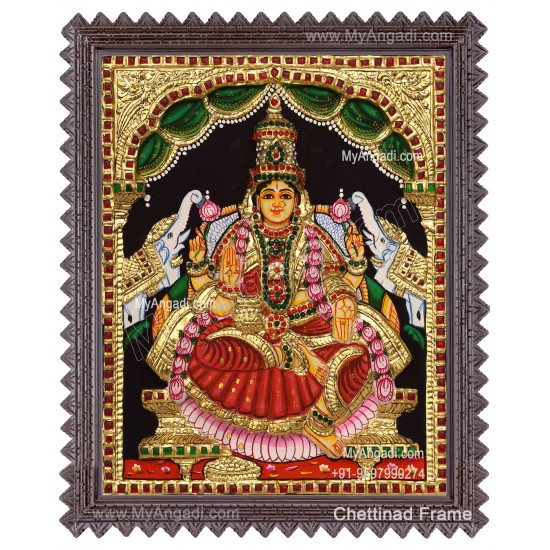 Gajalakshmi 3d Embossed Tanjore Painting