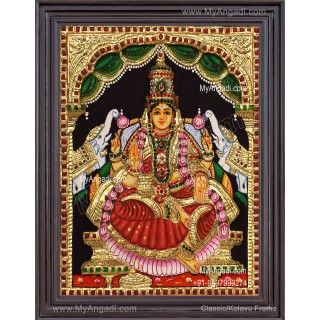 Gajalakshmi 3d Embossed Tanjore Painting