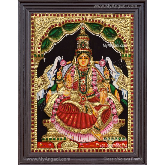 Gajalakshmi 3d Embossed Tanjore Painting