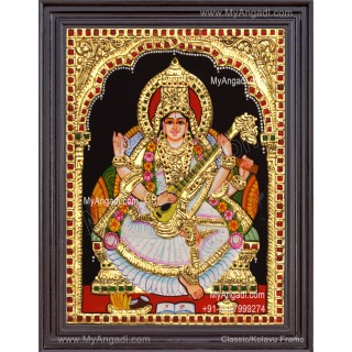 Saraswathi Devi Tanjore Painting
