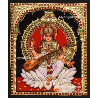 Saraswathi  3D Tanjore Painting