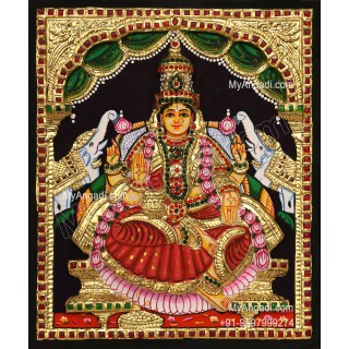 Gajalakshmi 3d Embossed Tanjore Painting