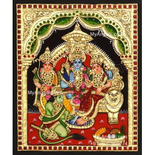 Ram Darbar - Ram with Sita, Hanuman, Lakshmanan  Tanjore Painting