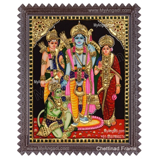 Ram Darbar - Ram with Sita, Hanuman, Lakshmanan  Tanjore Painting
