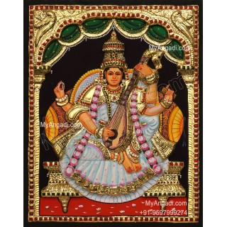 Saraswathi  3D Tanjore Painting