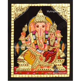 Ganesha Lakshmi Small Tanjore Painting