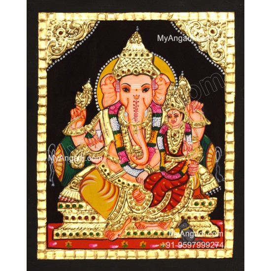 Ganesha Lakshmi  Tanjore Painting
