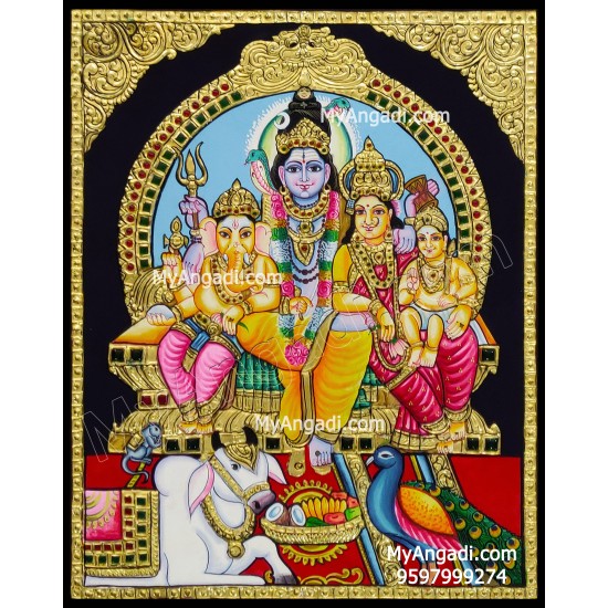 Shiva Family Tanjore Painting Shiva Family Tanjore Painting