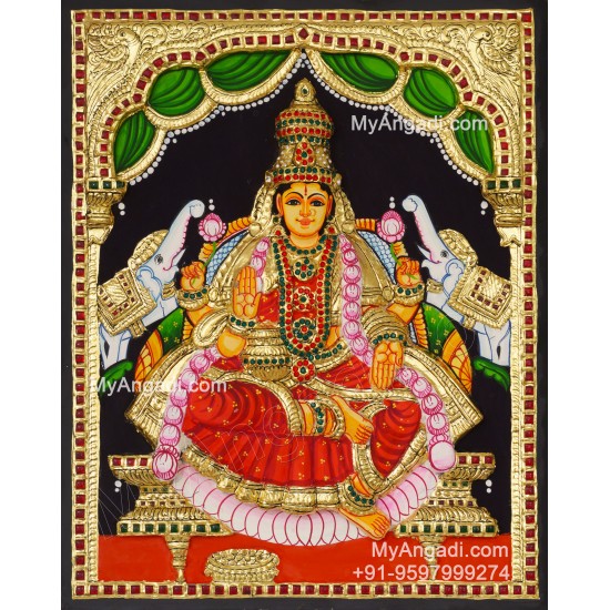 Gajalakshmi 3d Embossed Tanjore Painting