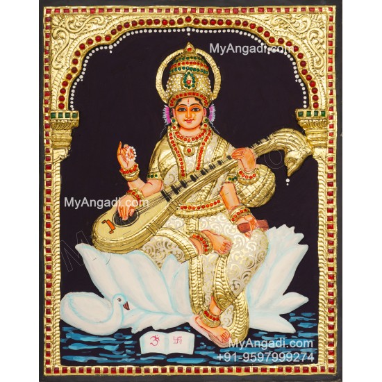 Saraswathi 3D Tanjore Painting