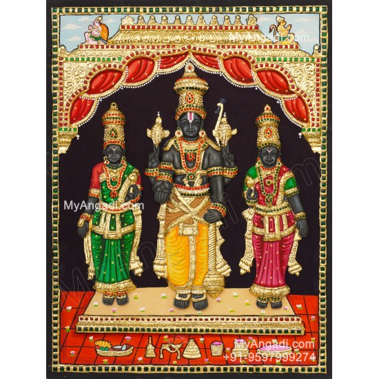 Kallazhagar 3d Embossed Tanjore Painting