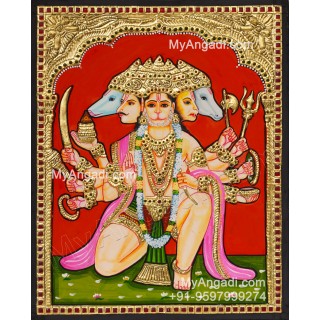 Panchamuga Hanuman Tanjore Painting