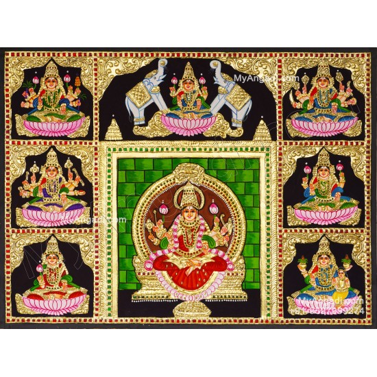 Ashta Lakshmi Tanjore Painting, AshtaLakshmi Tanjore Painting