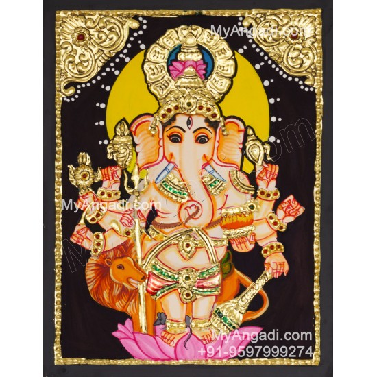 Kan Drishti Ganesha Tanjore Painting