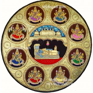 Ashta Lakshmi Tanjore Painting, AshtaLakshmi Tanjore Painting