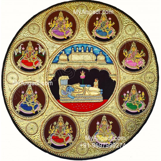 Ashta Lakshmi Tanjore Painting, AshtaLakshmi Tanjore Painting