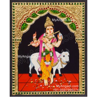 Krishna With Calf Tanjore Paintings