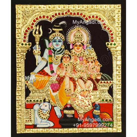 Shivan Family Tanjore Painting