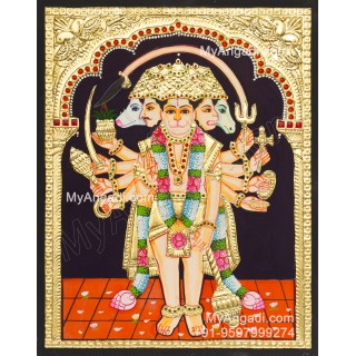 Panchamuga Hanuman Tanjore Painting