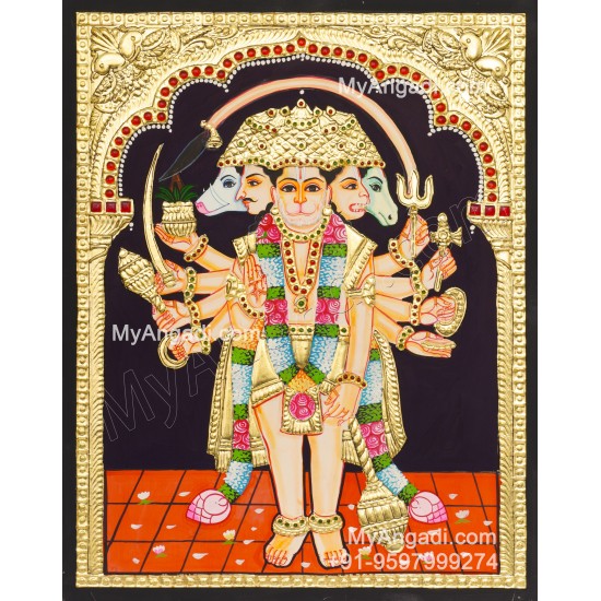 Panchamuga Hanuman Tanjore Painting