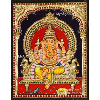 Ganesha 3d Embossed Tanjore Painting