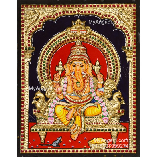 Ganesha 3d Embossed Tanjore Painting