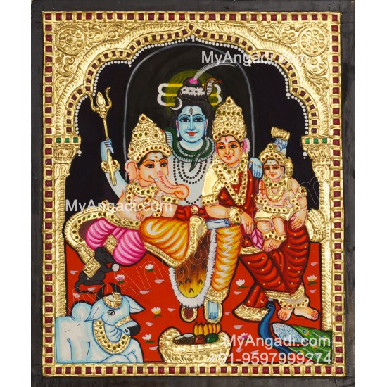 Shiva Family Tanjore Painting - Shiva Parivar